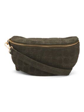 VIOLA CASTELLANI Made In Italy Suede Crocodile Belt Bag